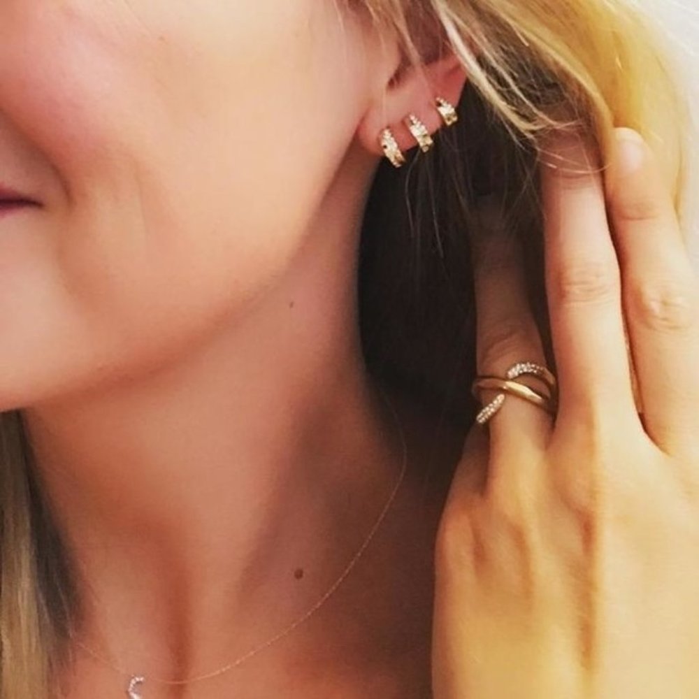 Stella & Dot Pave Trio Earring - Gold